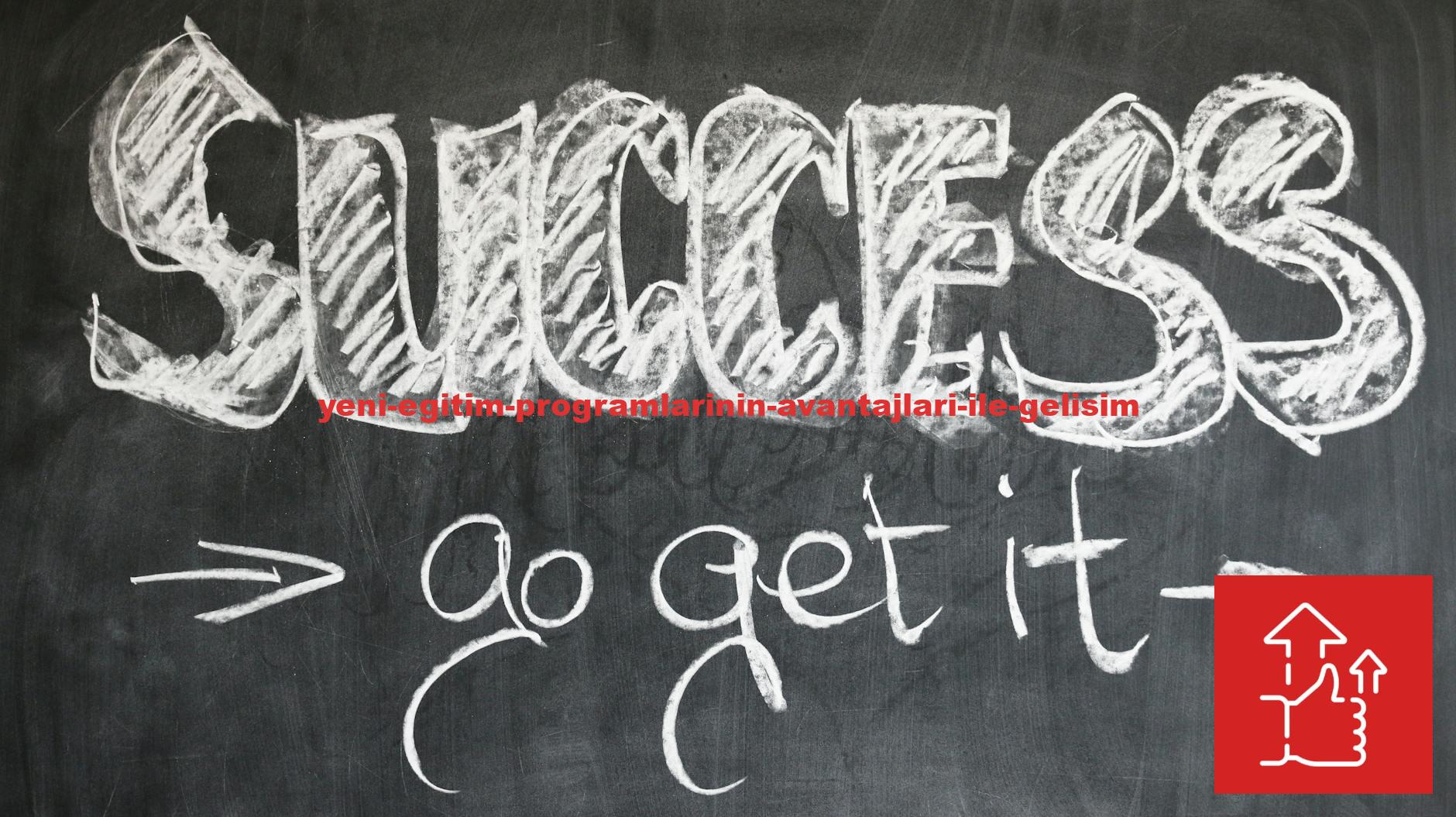 Motivational chalkboard with "Success - go get it" written in chalk.