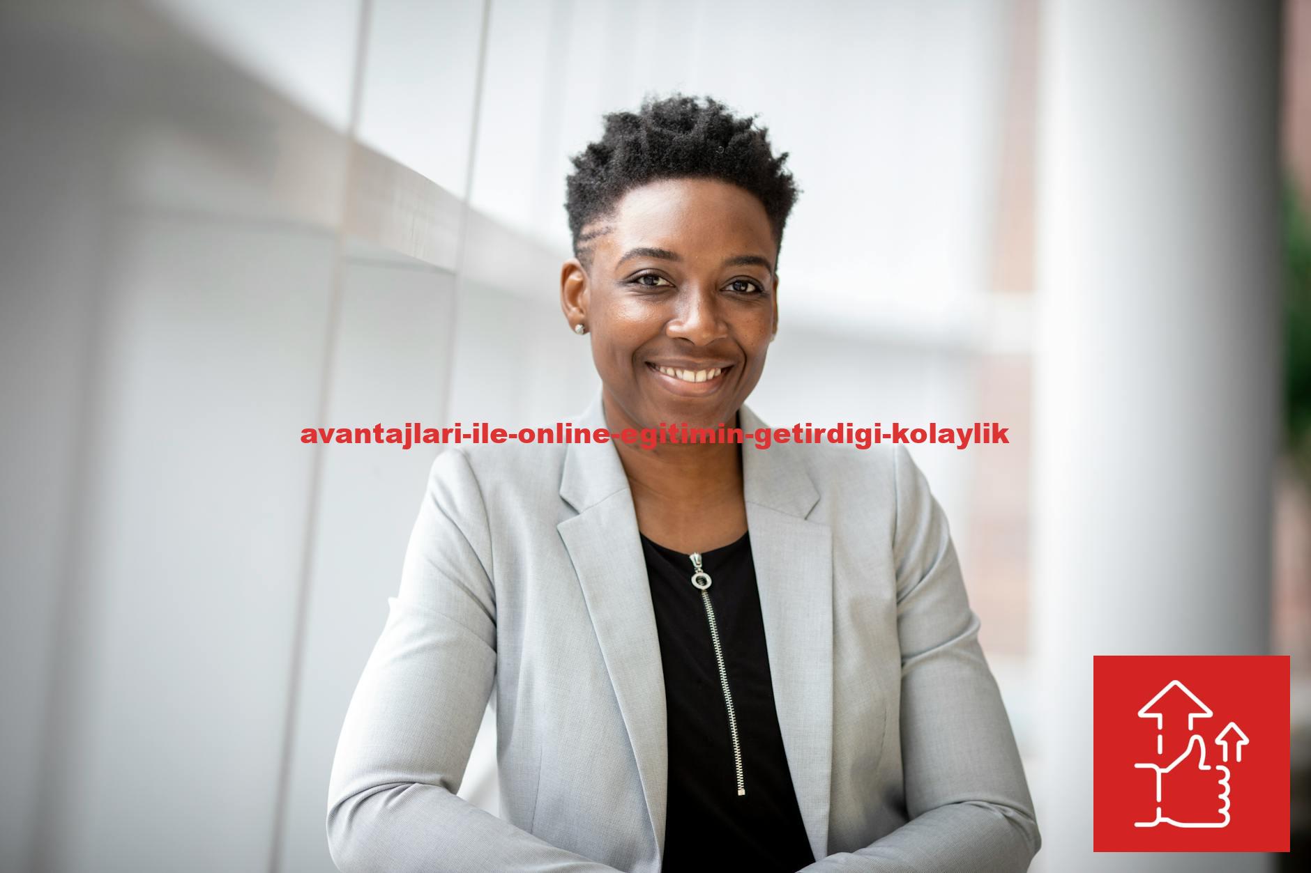 Confident African American businesswoman smiling inside a modern office space.
