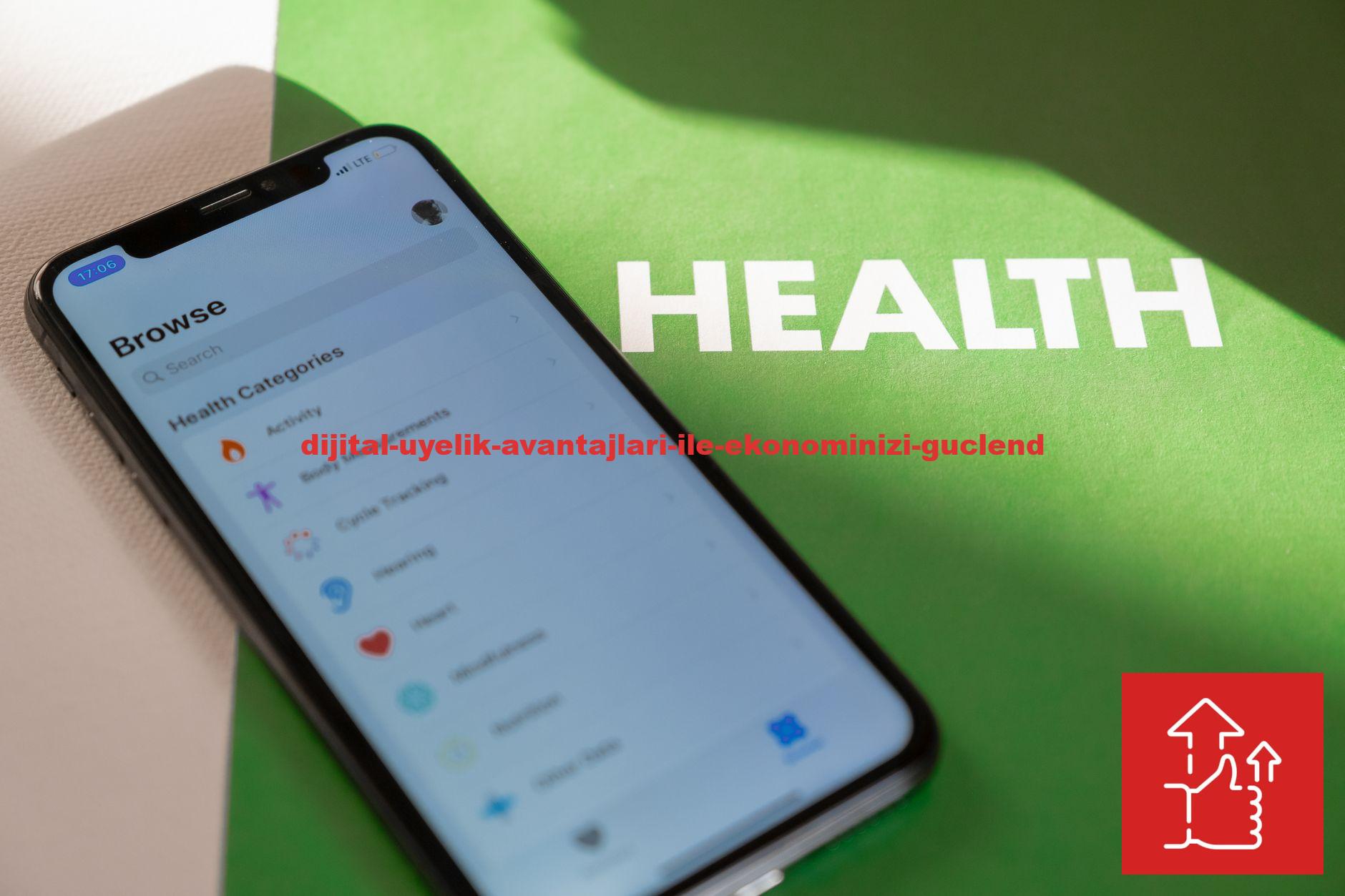 Close-up of a smartphone displaying a health app on a green surface with